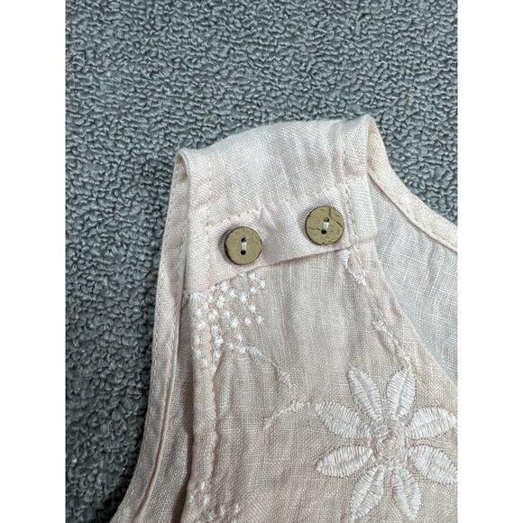 Terzo MillennioLinen Dress Mini Floral Embroidered Cottagecore Size Medium - Picture 4 of 9